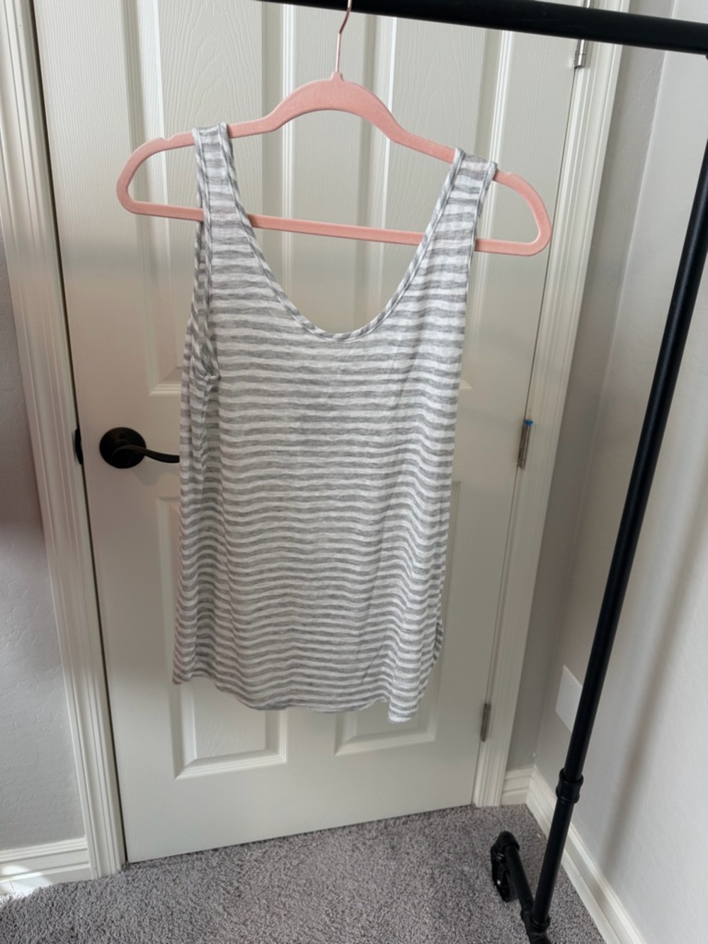 maitai Gray and White Striped Tank Top